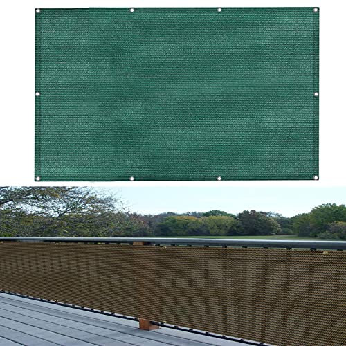 Balkon Sichtschutz Balkonabdeckung 90 x 650 cm Windschutz Staubschutz Sichtschutzmatte Sichtschutzzaun mit Ösen und Kordel für Balkongeländer Garten, Grün