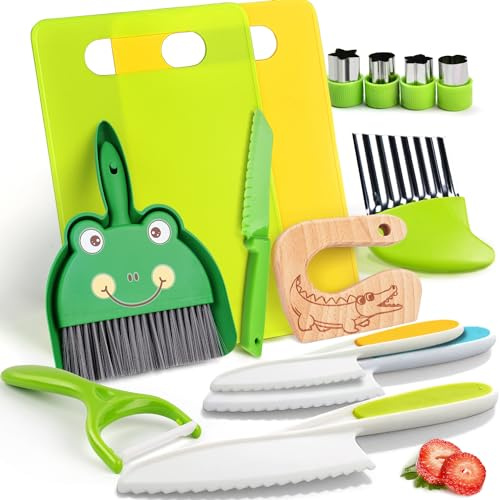Kit Couteaux sécurité de Cuisine pour Enfants - 14 Pièces Couteau Montessori Enfants pour couper et cuire des fruits ou légumes | Couteau Enfant qui ne Coupe pas, Couteaux enfants à partir de 2 ans