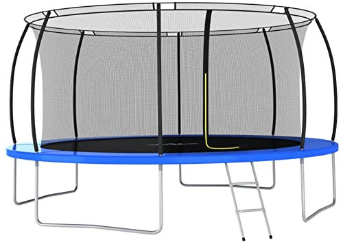Gecheer Trampoline Set, outdoor bouncer, bounce jump combo, with 2-Step Ladder, Net, Rain cover, Round 460x80 cm 150 kg Trampolines