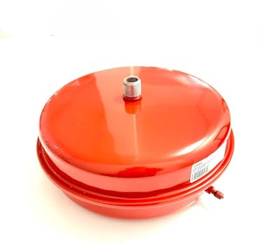 Vaso d'Espansione Circolare Piatto per Caldaie 8 Litri Mod. CP335 Attacco Centrale 3/4 Maschio Gas Membrana SBR Colore Rosso (CP335-8 Attacco Centrale)