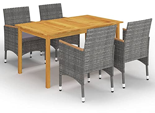 Tidyard 5-TLG. Garten-Essgruppe Gartenmöbel Set Gartentisch mit Stühlen Sitzgruppe Garten Sitzgarnitur Balkonmöbel Terrassenmöbel Gartenlounge für 4 Personen Gartengarnitur Balkonset Grau