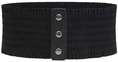 Kawailay Cintura Elastica Larga da Donna Vintage Cinch Cintura con Bottoni a Pressione Corsetto Fascia in Vita per Abito - Nero