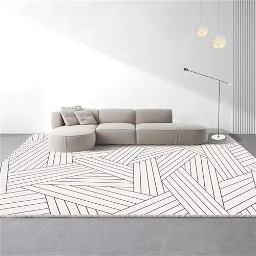 RUGMRZ Schlafzimmer Teppiche 180x250CM Teppich Kinder pflegeleicht grau Strapazierfähiger, waschbarer im modernen Streifendesign
