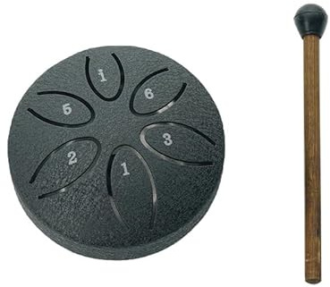Regen Trommel für draußen,3 Zoll 6 Töne Stahl Zunge Trommel Regen Chime,Outdoor Regen Chime Musikalische Chimes Instrument,Handpan Meditation Trommel für Garten (Black)