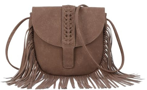 LHHMZ Damen Fransen Hobo Tasche Retro Quaste Umhängetasche Fransen Wildleder Bohemian Tasche Quaste Hippie Satteltasche