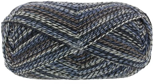 LANA GROSSA Meilenweit 100 Denim Mix | Sockenklassiker, bedruckt und waschmaschinenfest | Handstrickgarn aus 75% Schurwolle & 25% Polyamid | 100g Wolle, Stricken & Häkeln | 420m Garn FB 9642