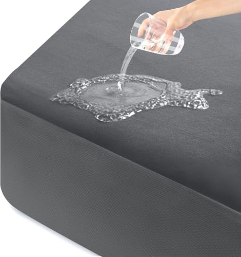 ohano Wasserdichter Matratzenschoner 180x200cm, Feinem Flanell Mikrofaser-Spannbettlaken, Inkontinenzauflage, Nässeschutz Bettlaken Spannbetttücher,Wasserdichter und Atmungsaktive Matratzenbezug, Grau