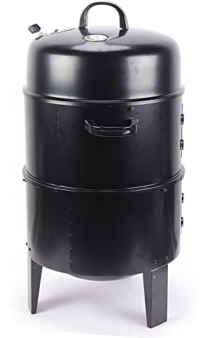 3 en 1 Barbecue Charbon Le Gril Fumé Multifonctionnel est Doté d'un Thermomètre et de Volets Réglables Barbecue Portable Idéal pour le Barbecue le Fumage la Cuisson à l'étouffée etc