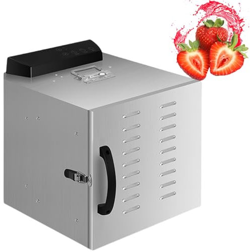 vnmudzeo 400 W Commercial Food Fruit Dryer Digital Display,for Food and Jerky, Meat, Fruit, Veggies,6/8 Layer Electric Dog Treats Dehydrator Stainless Steel,6Layer-110V