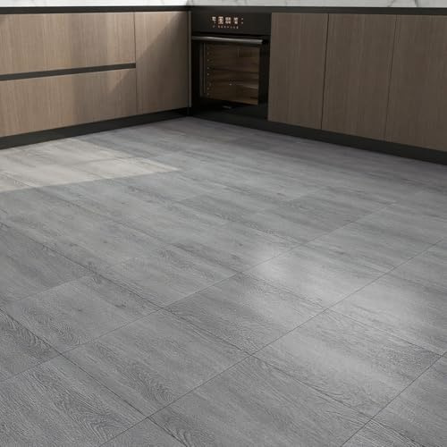 Yenhome 3 Pezzi Pavimento in PVC Effetto Legno Grigio Cucina 30x30cm PVC Adesivo Pavimento Bagno Impermeabile Legno Piastrelle Autoadesive Rivestimento Pavimenti Grigio per Soggiorno Camera Da Letto
