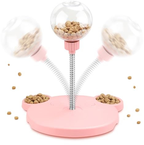 Vunake Wobbly Dog Treat Toy Leaking Treats Pet Feeder Toy Cat Treat Dispenser Slow Feeder Toys with Suction Base Leaking Treats Ball Pet Feeder Toys for Bored Indoor Cats and Dogs-Pink