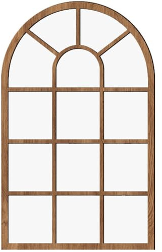 Dinntty Fenster-wandspiegel Holzrahmen, Wanddekoration, Rustikaler Vintage-Spiegel in Gewölbter Fensterform, Dekorativer Bauernhaus-eingangsspiegel Für Wohnzimmer, Badezimmer, Schlafzimmer