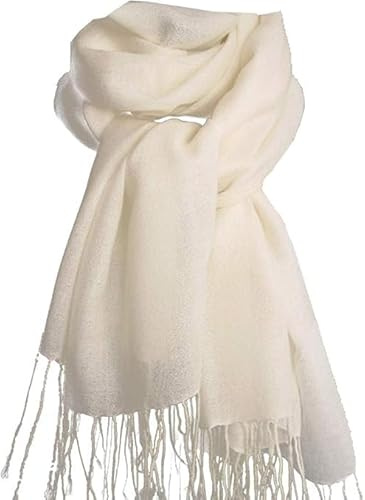 Avenella XXL Wollschal (205x70 cm inkl. Fransen) Feiner Weicher Unifarbener Gewebter Schal Tuch Stola aus 100% Wolle (Merino) Damenschal viele Farben zur Auswahl