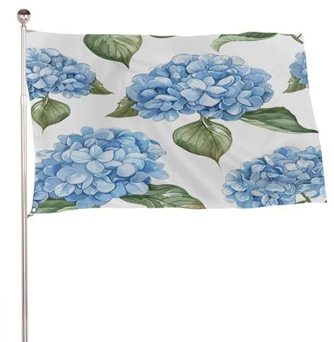 Drapeaux de jardin à motif hortensia bleu - Drapeaux de cour - En polyester filé - Drapeau de bienvenue - Drapeau de jardin saisonnier - Drapeau de maison - Drapeau de jardin de printemps pour