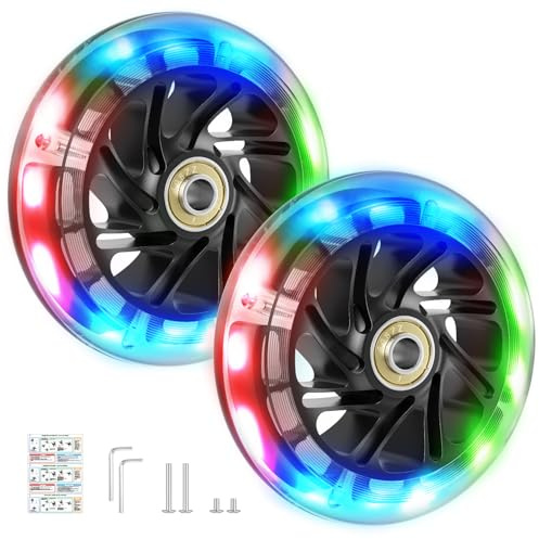 2 Ruote LED per Buggy Board, 100mm Luci Rotelle con 4 Colori - Ricambi & Accessori per Passeggini