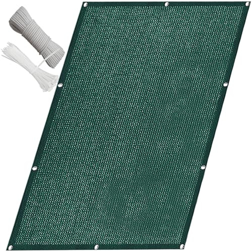 QINLIQIN Balcony Privacy Screen Cover 230 x 550 cm Garden Fence Screening UV Protection, Anti-Peeping with Eyelets, Nylon Cable Ties and Cord for Outdoor Pool, Porch, Railing, Dark Green