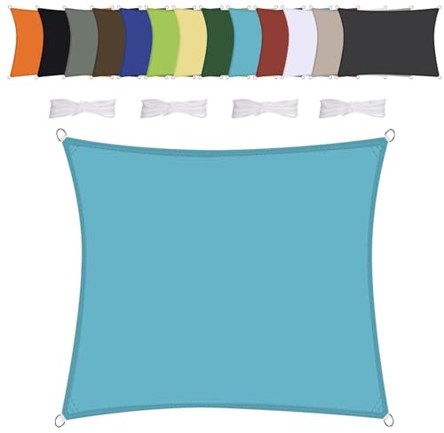 Toldo Vela de Sombra Cuadrado 2x2m Impermeable Protección Rayos UV para Exteriores, Pergola, Jardín,Terrazas-Azul 2