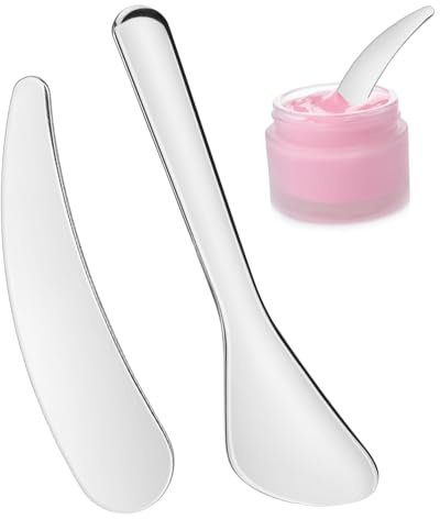 VALICLUD Gesichtsspatel Edelstahl 2 Stück Kompakter Make up Spatel Und Cremelöffel Wiederverwendbare Hautpflege Werkzeuge Für Cremes Und Lotionen Für Reisen Und Tägliche Anwendung