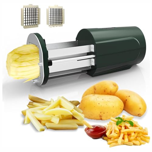 Electric French Fry Cutter with Dual Mode - Manual Button & Automatic Cycle, Stainless Steel Blade & Two Blade Options for Perfect French Fries Every Time