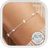 LOLIAS Kleeblatt Armband Silber 925 Damen Wasserfest | Armkette Damen Silber/Gold/Rosegold mit Kugeln/Perlen Wasserfest Armbänder Schmuck Damen Mädchen