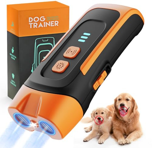 Antibell für Hunde - 35 Fuß Reichweite - 2 Modi Antibell Ultraschall Gerät mit LED-Dauerlicht/Stroboskoplicht - Wiederaufladbar Hundegebell Stoppen für Kleine/Mittelgroße/Große Hunde