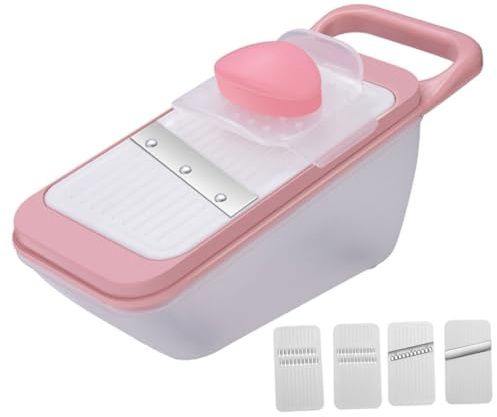 CIYODO Cortador Manual de Verduras Multifunción con Cuchillas para Cortar y Rallar Zanahorias y Vegetales Diseño Compacto y Ergonómico Color Rosa para Cocina