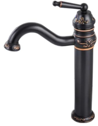 TYMYW Rubinetto Bagno Ottone Antico Nero Girevole A 360° Rubinetto Alto per Lavabo da Appoggio Monocomando Miscelatore