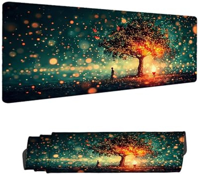 Mousepad Grün Mauspad XXL 1500 x 800 mm Verlängertes Schreibtischauflage mit Rutschfester Gummibasis, mit Nähten an den Rändern Wassxerdicht Anti-Rutsch Gaming Mauspad Baum, Desk Deko Zubehör H-7280