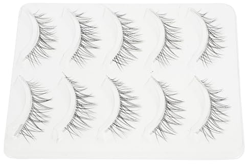 Cabilock Tallo Transparente Negras de Fibra Artificial 5 Pares de Pestañas Postizas para Uso Rápido y Conveniente en Belleza de Pestañas