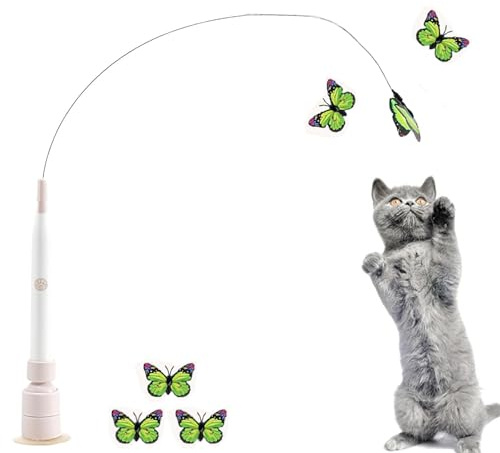 flederi,elektrisches schmetterlings - spielzeug für aktive katzen non,katzenspielzeug schmetterling,flederi electric butterfly toy for active cats,Interactive Cat Toy with Suction Cup for Indoor-A