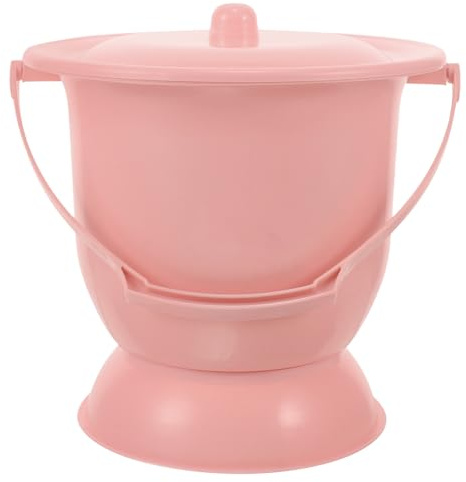 GANAZONO 4L Pink Plastic Chamber Pot Lid, Portable Urine Bucket Night Potty for Adults, Pregnant Women and Elderly, Home Bedside Urinal Toilet