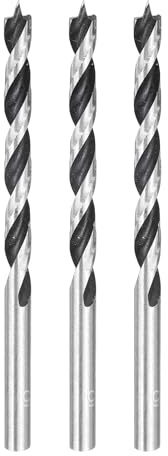 sourcing map Brad Point Bohrer 5 mm Durchmesser, gerader runder Schaft, metrischer Spiralbohrer für Weichholz, Hartholz, Sperrholz, Kunststoff, Gummi, silberfarben, 3 Stück