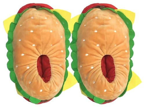 Hobngmuc Pantoufles D'Hiver Pour Adultes, Pantoufles Hamburger Cartoon Pour Hommes Et Femmes, Chaussons D'Intérieur Chauds Et Anti-Dérapants Avec Coton Épais, Idée De Cadeau Drôle, Tailles 35-40