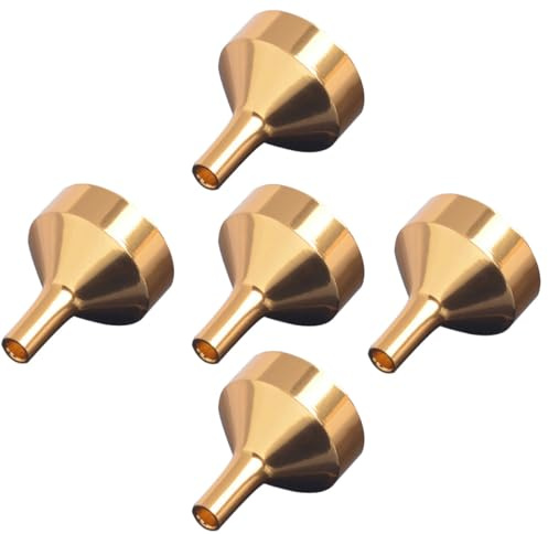 HOMSFOU Embudo Pequeño de Acero Inoxidable para Perfume y Aceites Esenciales, Mini Embudos Metálicos Dorados 5 Piezas, Práctico para Uso Doméstico y Cosmético