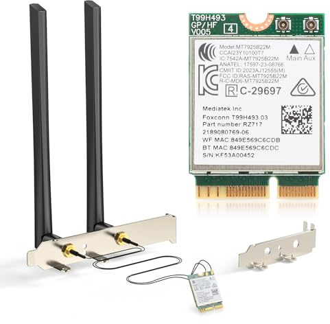 EDUP WiFi 7 Card BE6500 M.2 2230 Wi-Fi 7 Wireless Network Card for Desktop, Bluetooth 5.4 Tri-Band 6G/5G/2.4Ghz OFDMA 802.11be, Compatible with Intel/AMD Windows 11 (64-Bit) and Linux Kernel 6.7+