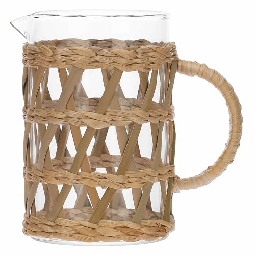 THUN - Caraffa in vetro e rattan Incanto di Pasqua - Borosilicato,9x24,5 cm