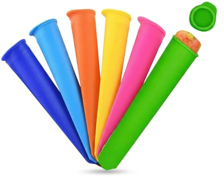 ARYIMYDP Moldes de Silicona para Helados de Paleta, 6 piezas, Libre de BPA, Reutilizable, Multifuncional, DIY, para helados y hielo con tapa, Antiderrames, Apto para Lavavajillas, Duraderos