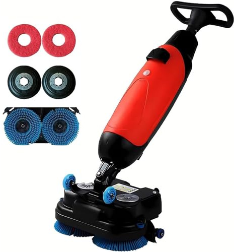 JIADUOFU Upright Floor Scrubber-Vacuum, Electric cordless floor cleaner, Max. Cleaning Area: 1,200 m²/h; 360 RPM; Cleaning Width: 43 cm, Dual-Tank System, Battery-Powered. Orange