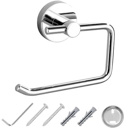JASSFERRY C Round Wall Mounted Toilet Roll Holder Chrome Loo Paper Holders Bath Towel Storage Mount Stand for Bathroom