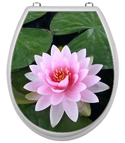 SHIRT-TO-GO Aufkleber für Toilettensitz - Lotusblume, Rosa, Floral, Vinyl, Kratzfest, WC Sitz-Aufkleber