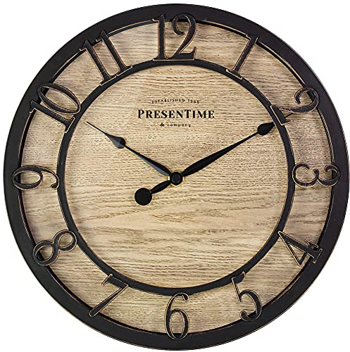 Presentime & Co 10 Farmhouse Series Wall Clock, Cottage Style, Vintage Design, Oil Rubbed Bronze