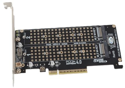 Dual M.2 NVMe SSD zu PCIE Adapterkarte X8 M Key Festplattenkonverter Leser Erweiterungskarte - Unterstützt Split Function X4X4X4 oder 4X4 Modus (ph45)