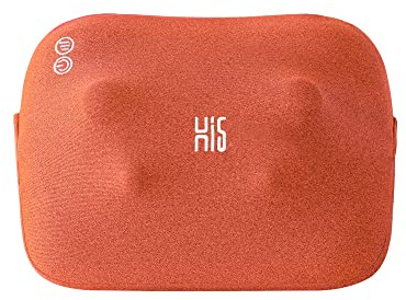 Hi5 Bravo Mini Shiatsu-Massagekissen mit Wärmefunktion Abschaltautomatik Waschbarer Bezug für Schultern Nacken Rücken und Beine Orange