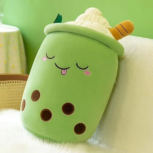 DAWRIS Bubble Tea plyschkudde, mjuk leksak mjukisdjur Boba te 25 cm ältemugg plyschkudde, mjuk gosedjur, plyschkudde, leksak för jul, födelsedag (grön) (grön)