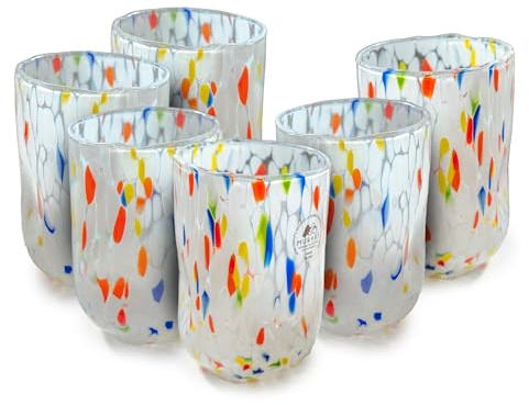 MurArt 6 verres de Murano Ensemble de 6 verres à eau de 400 ml en verre soufflé à la main, fabriqués de manière artisanale Collection Eleganza Made in Italy