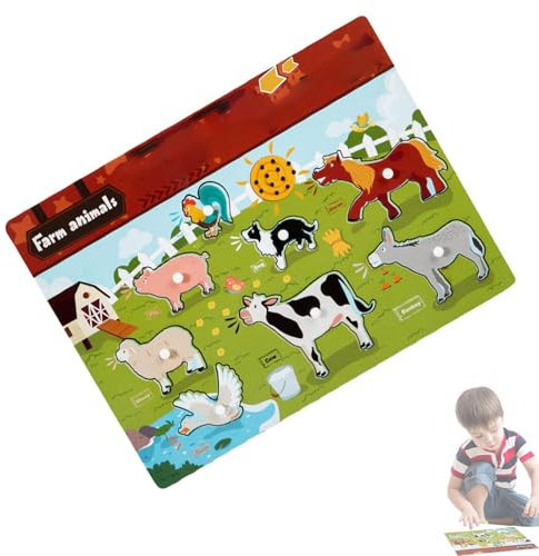 Tierpuzzle aus, Steckpuzzle mit Sound | Cartoon Kinderspielzeug Steckpuzzle Tiere Fahrzeuge | Übung Hand-Auge-Koordination Eltern-Kind-Puzzle für Schlafzimmer, Kindergarten