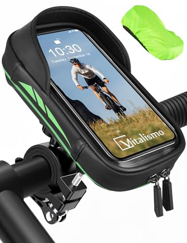 Vitalismo Wasserdicht Handyhalterung Fahrrad Lenkertasche 360°Drehbarem Motorrad Handyhalter für 4.7-7 Zoll Smartphone mit Regenhaube Handy Halterung Lenker Tasche Fahrradtasche Handytasche