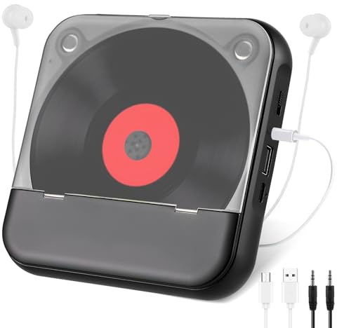 Reproductor de CD portátil con Bluetooth 5.3 - Reproductor de CD para niños con batería de 2000 mAh, USB, reproducción de MP3, conexión AUX - incl. auriculares - el coche, los viajes y la habitación