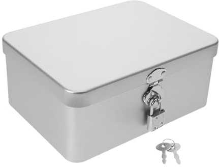 VALICLUD Boîte de Rangement Métallique Vintage Verrouillable avec Clé Boîte Tôle pour Bijoux et Documents Organisateur Décoratif pour Bureau et Maison Coffret Sécurisé avec Serrure