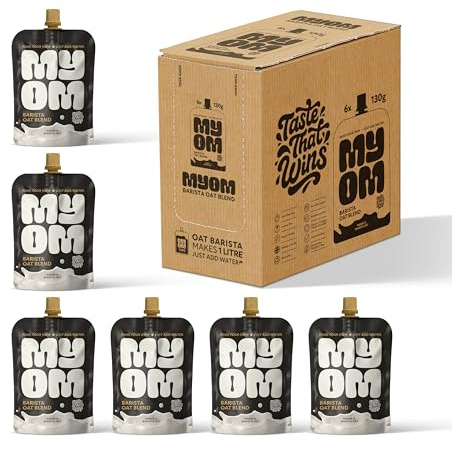 MYOM Barista Oat Milk-Free Premix - Makes 6 Litres - 6 Pouches | Barista Oat Milk-Free Premix, Fortified with Calcium & Vitamin B12, Low Sugar, Vegan & Dairy Free